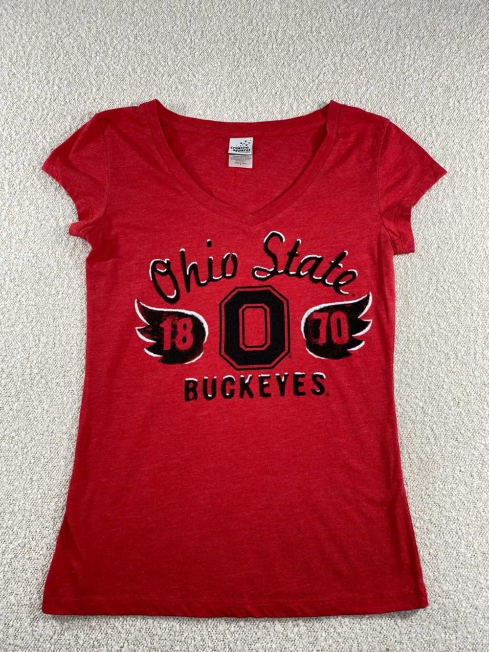 Ohio State Buckeyes Red Women's V-Neck Tee medium